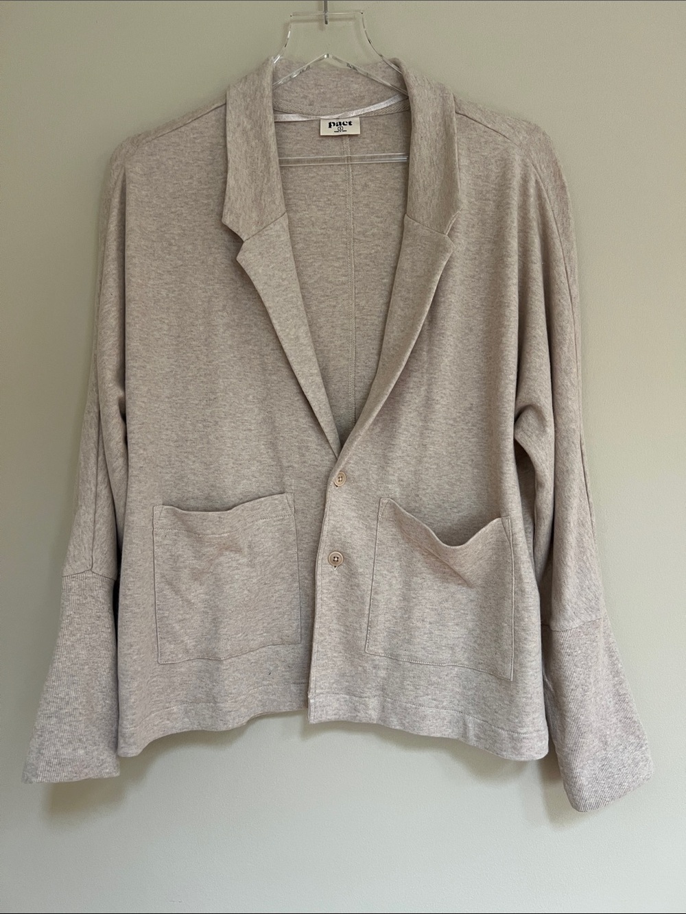 Pact Women's Wheat Heather Airplane Relaxed Blazer S